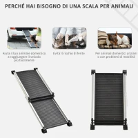 PawHut Rampa Pieghevole e Antiscivolo Auto per Cani fino a 100kg Nera(m-4)