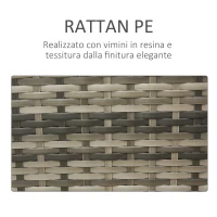 Outsunny Set 2 Poltrone da Giardino e Tavolino Contenitore in Rattan PE e Acciaio, Arredamento da Esterno Grigio e Beige(m-8)