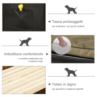 PawHut Divano sofa lettino letto di lusso per cani gatti animali domestici in pelle sintetica(m-5)