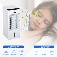HOMCOM Raffrescatore Evaporativo con Telecomando e Serbatoio 4L, Ventilatore con Ghiaccio 9 Funzioni Timer 7.5h e Oscillazione, 75W, Bianco(m-4)