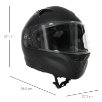 HOMCOM Casco Moto Integrale con Visiera Esterna e Parasole, Slot per Bluetooth e ECE R22, Taglia M 57/58cm, Nero(m-3)