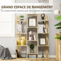 HOMCOM Bibliothèque étagère de rangement en arbre séparation design contemporain dim. 96L x 30l x 150H cm panneaux particules aspect chêne clair(m-5)