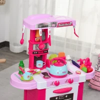 HOMCOM Cucina Giocattolo per Bambini con Suoni e Luci 33 Accessori Inclusi(m-9)