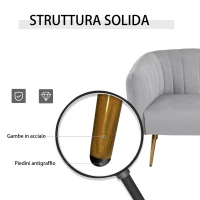 HOMCOM Divano 2 Posti Design Moderno Imbottito con Braccioli e Spalliera, per Soggiorno, Sala, Ufficio, Colore Grigio(m-9)