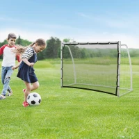HOMCOM Porta da Calcio per Bambini e Adulti con Rete e Telo 2 Bersagli, in Ferro Bianco, 180x62x121cm(m-2)
