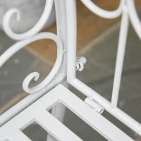 Outsunny Panchina in Metallo da Giardino, Panca da Giardino 2 Posti, 134x51x89cm - Bianco(m-8)