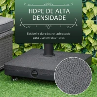 Outsunny Base para Chapéu de Sol com 4 Rodas Bloqueáveis Recarregável de Areia 18 kg ou Água 16 kg  45x45x39 cm Preto(m-6)