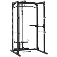 HOMCOM Palestra Multifunzione Stazione Fitness per Allenamento a Casa e Professionale, in Acciaio, 155x118x220cm, Nero(m-1)