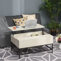 HOMCOM Tavolino Sollevabile da Salotto, Tavolo da Caffè in Legno con Piano Alzabile e Vano Contenitore, 90x60.5x45.5cm(m-2)