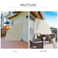 Outsunny Tenda Frangivista a Ventaglio Salvaspazio e Richiudibile in Alluminio e Poliestere, 140x10x140cm Bianco Crema(m-6)