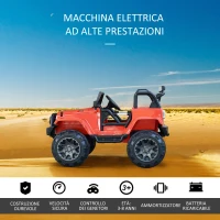 HOMCOM Macchina Elettrica per Bambini 3-8 Anni 12V con Telecomando e USB Rosso(m-7)