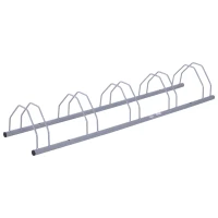 HOMCOM Rastrelliera Portabiciclette per 5 Bici, Acciaio Zincato Antiruggine, Fissaggio Parete/Pavimento 140.5 x 30 x 21.5cm(m-1)