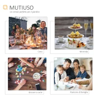 Outsunny Tavolo da Giardino Quadrato con Piano Effetto Legno in PE e Metallo 78 x 78 x 74cm(m-7)