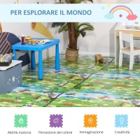 HOMCOM Tappeto Puzzle per Bambini 24 Pezzi Impermeabile con Fondo Antiscivolo, Schiuma EVA con Copertura 9㎡ Multicolore(m-6)