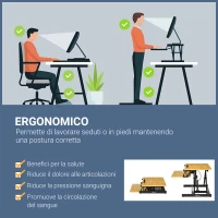 Vinsetto Supporto per Monitor Regolabile, Supporto per Monitor PC da Scrivania con Ripiano Tastiera e Slot per Tablet in Legno e Acciaio(m-5)