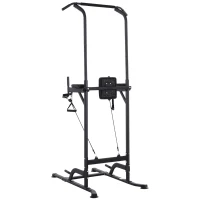 HOMCOM Stazione Fitness Multifunzione Power Tower per Allenamento a Casa Professionale Portata 120kg 129x98x172-224cm(m-16)