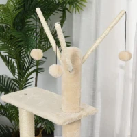 PawHut 121cm Tiragraffi per Gatti in Peluche Multi-attività con Amaca Condo Beige(m-10)