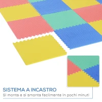 HOMCOM Tappeto Puzzle Antiscivolo 16 Pezzi con Bordi Area Coperta 5,66m² per Bambini EVA Nero(m-5)