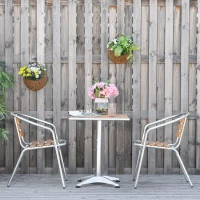 Outsunny Set Tavolo e Sedie da Giardino ed Esterno 3 Pezzi in Alluminio con Finitura Effetto Legno(m-2)