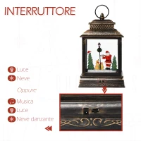 HOMCOM Decorazione Natalizia Lanterna con Babbo Natale, Giochi di Luce e Musica, Alimentazione USB, Bronzo(m-4)