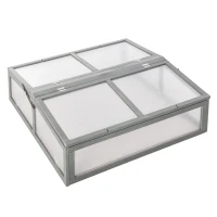 Outsunny Mini Serra in Legno e Policarbonato, Serra Piccola da Balcone o da Giardino, Grigia 90x92x28cm(m-4)