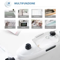 HOMCOM Scopa a Vapore Elettrica con 11 Accessori, Serbatoio 450 ml, 1330 W - Bianca(m-6)