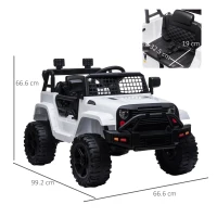 HOMCOM Macchina Elettrica per Bambini Jeep Fuoristrada con Telecomando, 2 Velocità 3-5km/h e USB, Bianco, 99.2x66.6x66.6cm(m-3)