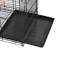 PawHut Gabbia per Uccelli, Canarini e Volatili, Voliera per Pappagallini in Metallo Nero con Ruote 53x53x153cm(m-7)