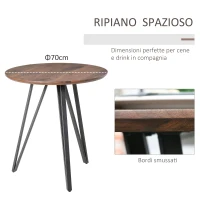 HOMCOM Tavolo da Cucina o da Soggiorno in Stile Industriale, Moderno e Multiuso in Legno e Metallo Nero, Rotondo Φ70cm(m-4)