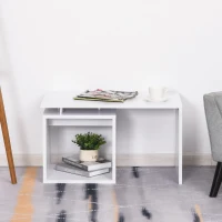 HomCom Moderno Tavolino da Salotto in Legno MDF, Bianco Opaco, 77x40x44cm(m-2)