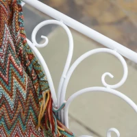 Outsunny Panchina in Metallo da Giardino, Panca da Giardino 2 Posti, 134x51x89cm - Bianco(m-12)