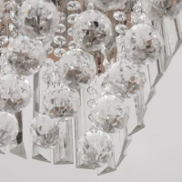 HOMCOM Lampadario Moderno a Gocce in Cristallo con 5 Attacchi E14, 80x25x20cm, Argento(m-8)