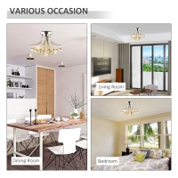 HOMCOM Lampadario Moderno a Gocce in Cristallo con 5 Attacchi E14, 80x25x20cm, Argento(m-7)