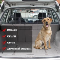 PawHut Barriera Divisore per Cani Universale per Poggiatesta Macchina Facile da Installare Regolabile 89-122cm(m-5)