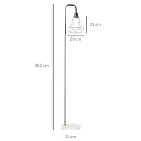 HOMCOM Lampada da Terra Moderna Paralume in Filo Metallico Palo in Metallo e Base in Marmo Ф25x152cm Nero Argento Bianco(m-3)