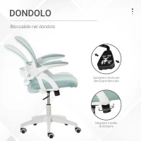 Vinsetto Sedia da Ufficio Ergonomica con Schienale a Rete e Seduta Imbottita, Altezza Regolabile, 65.5x61.5x88-97.5cm, Azzurro(m-4)