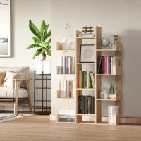 HOMCOM Bibliothèque étagère de rangement en arbre séparation design contemporain dim. 96L x 30l x 150H cm panneaux particules aspect chêne clair(m-2)