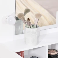 HOMCOM Toletta da Camera con Specchio e 9 Luci LED, Tavolo Trucco con Cassetto e Vani Aperti 70x40x160cm, Bianco(m-7)