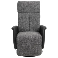 HOMCOM Poltrona Relax Manuale con Schienale Reclinabile 135°, Girevole 360°, Lino Grigio e Similpelle Nera, 71x81x111cm(m-4)