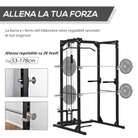 HOMCOM Palestra Multifunzione Stazione Fitness per Allenamento a Casa e Professionale, in Acciaio, 155x118x220cm, Nero(m-5)