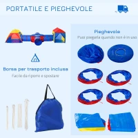 HOMCOM Tenda da Gioco 6in1 per 2-4 Bambini, Tunnel Pieghevole e Borsa di Trasporto, per Interno ed Esterno, 390x260x92cm(m-5)