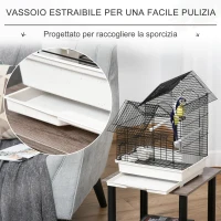 PawHut Gabbia per Uccelli in Metallo con Maniglia, Vassoio Estraibile, Pioli e Altalena in Plastica, 39x34x47cm(m-6)