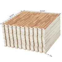 Homcom Tappeto Puzzle 42 Pezzi in EVA Effetto Legno Scuro 61.5x61.5cm(m-3)