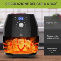 HOMCOM Friggitrice ad Aria Calda da 1700W e 5.5L Temperatura Regolabile, Cestello in Alluminio(m-7)