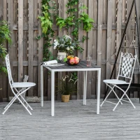 Outsunny Tavolo da Giardino Quadrato con Piano Effetto Legno in PE e Metallo 78 x 78 x 74cm(m-2)