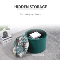 HOMCOM Pouf Contenitore Poggiapiedi Rotondo, Coperchio Imbottito e Trapuntato(m-5)