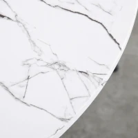 HOMCOM Tavolo da Pranzo Rotondo Multiuso Effetto Marmo Φ70cm Bianco(m-8)
