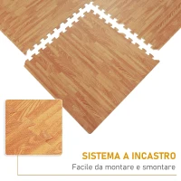 Homcom Tappeto Puzzle 42 Pezzi in EVA Effetto Legno Scuro 61.5x61.5cm(m-5)