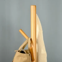 HOMCOM Albero Appendiabiti da Terra con Altezza Regolabile, Attaccapanni 2 in 1 con Tavolino e 5 Ganci, 40x40x179cm, Legno e Nero(m-9)