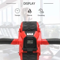 HOMCOM AB Wheel Attrezzo per Allenamento Addominali, Impugnature Antiscivolo e Tappetino per Ginocchia, 40x25x16cm Rosso(m-5)